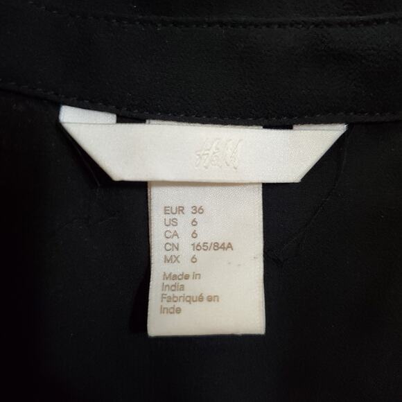 H&M Womens Tunic Blouse Size 6 Black Sheer Chiffon Sleeveless Button Down Top - Picture 6 of 9